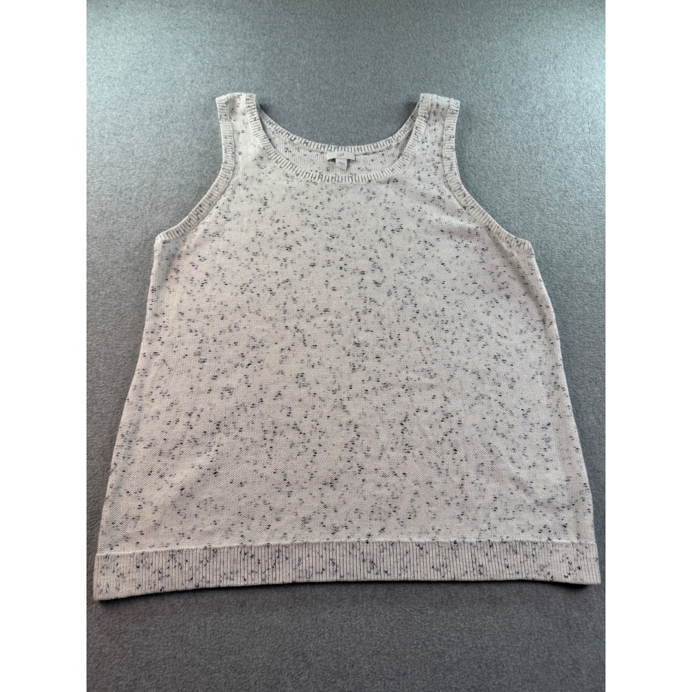 J. Jill Womens Large Cotton Knit Speckled Marl Sweater Tank Top Cream Blue L